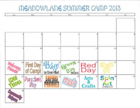2020 Camp Calendar